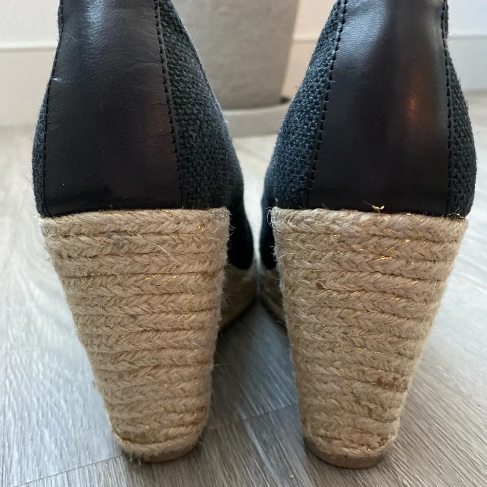 Nine West Vintage America Black Espadrille Wedge Heels | Size 8